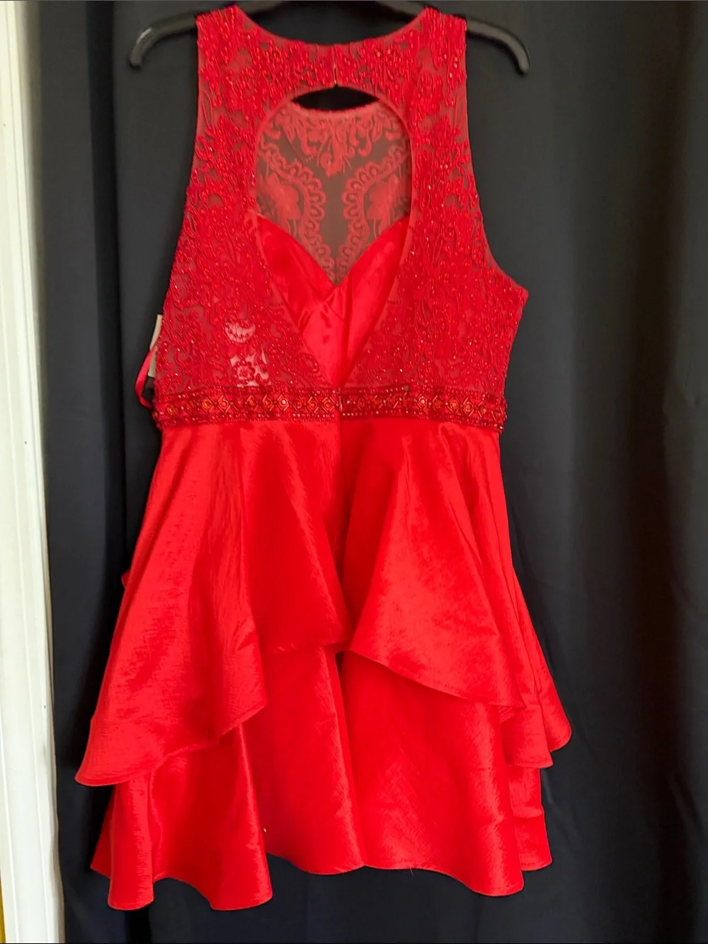 Girls Junior Red Embellished Party Dress